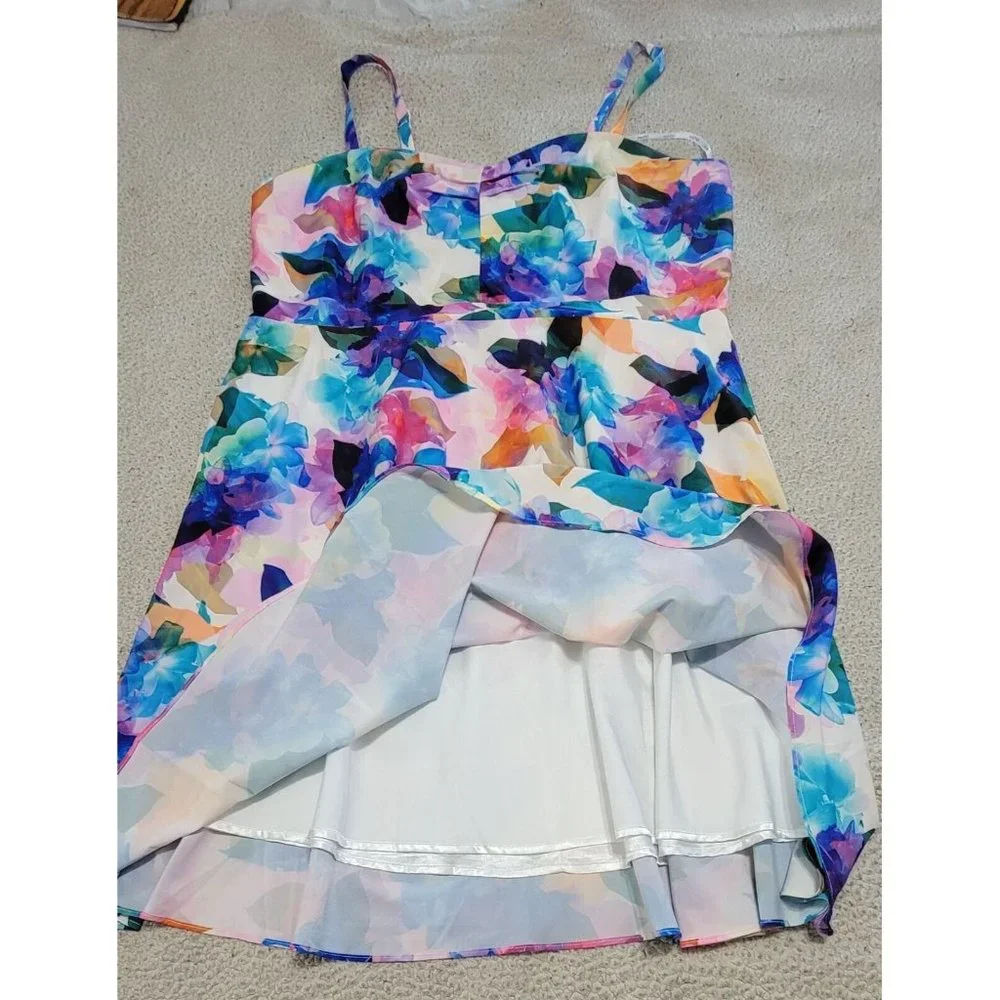 City Chic Women's Multicolor Floral Dress Sleeveless Lined Pleated Size L/20 - Picture 8 of 14